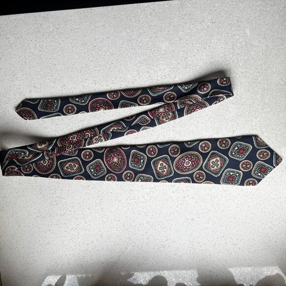 Christian Dior Vintage Silk Neck Tie Multi-Patterned Made In USA Italian Silk - Picture 2 of 7